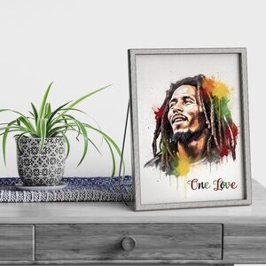 4x6 Bob Marley One Love Fantasy Art Watercolor Oil‎ Painting Wall Art Print
